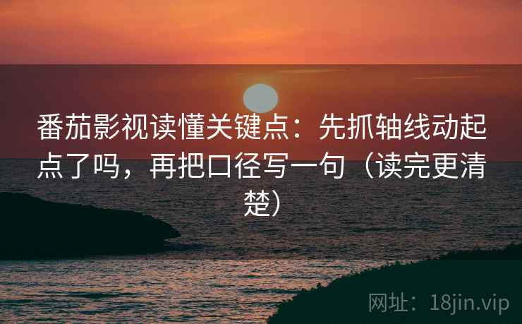 番茄影视读懂关键点：先抓轴线动起点了吗，再把口径写一句（读完更清楚）